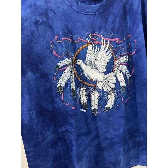 Vtg 90s Ragtops Sportswear Bird Dream Catcher Shirt Single Stitch Tie Dye Purple - Picture 2 of 6